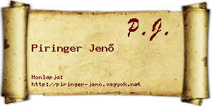 Piringer Jenő névjegykártya